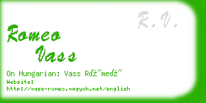 romeo vass business card